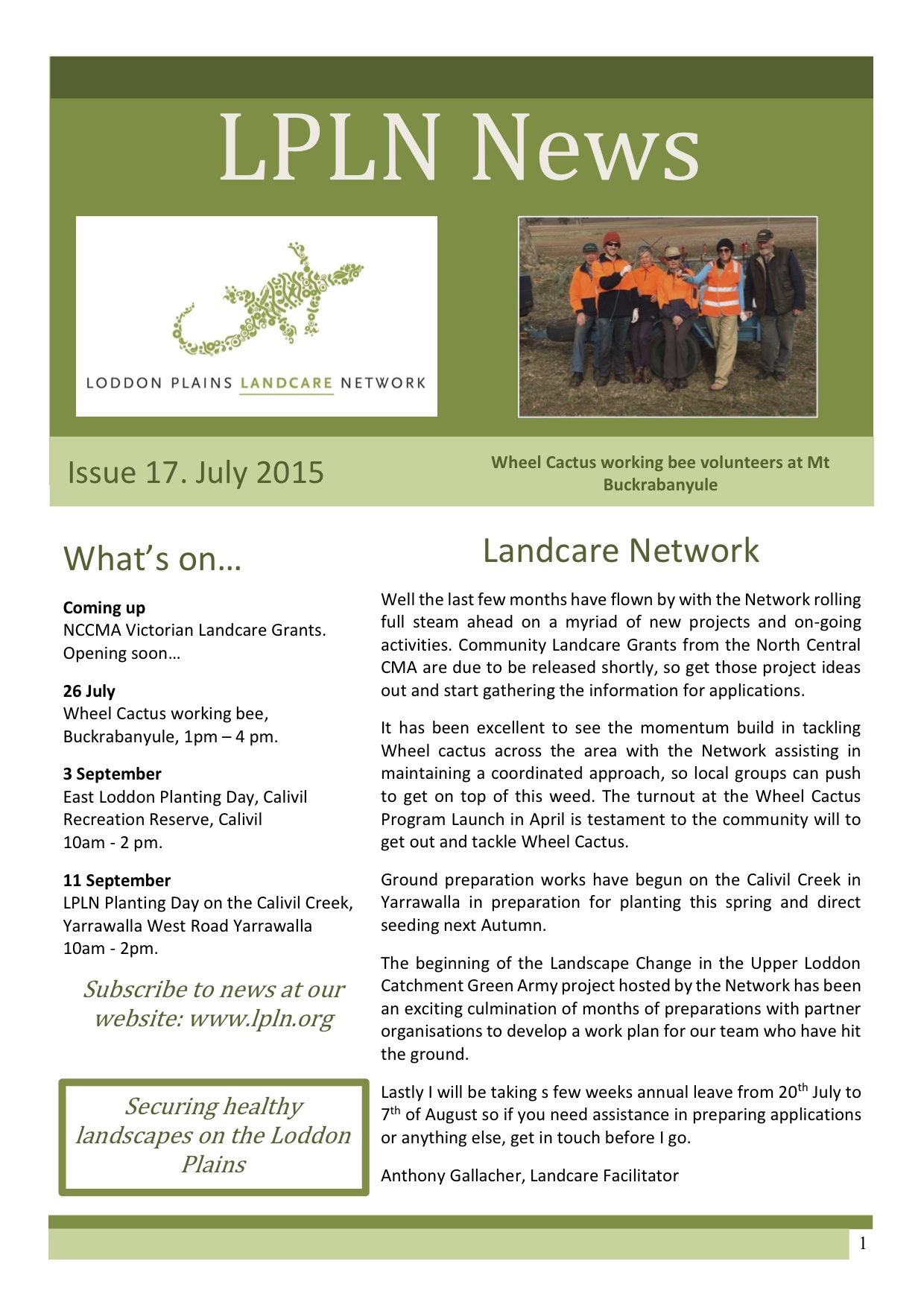 LPLN Newsletter April 2015